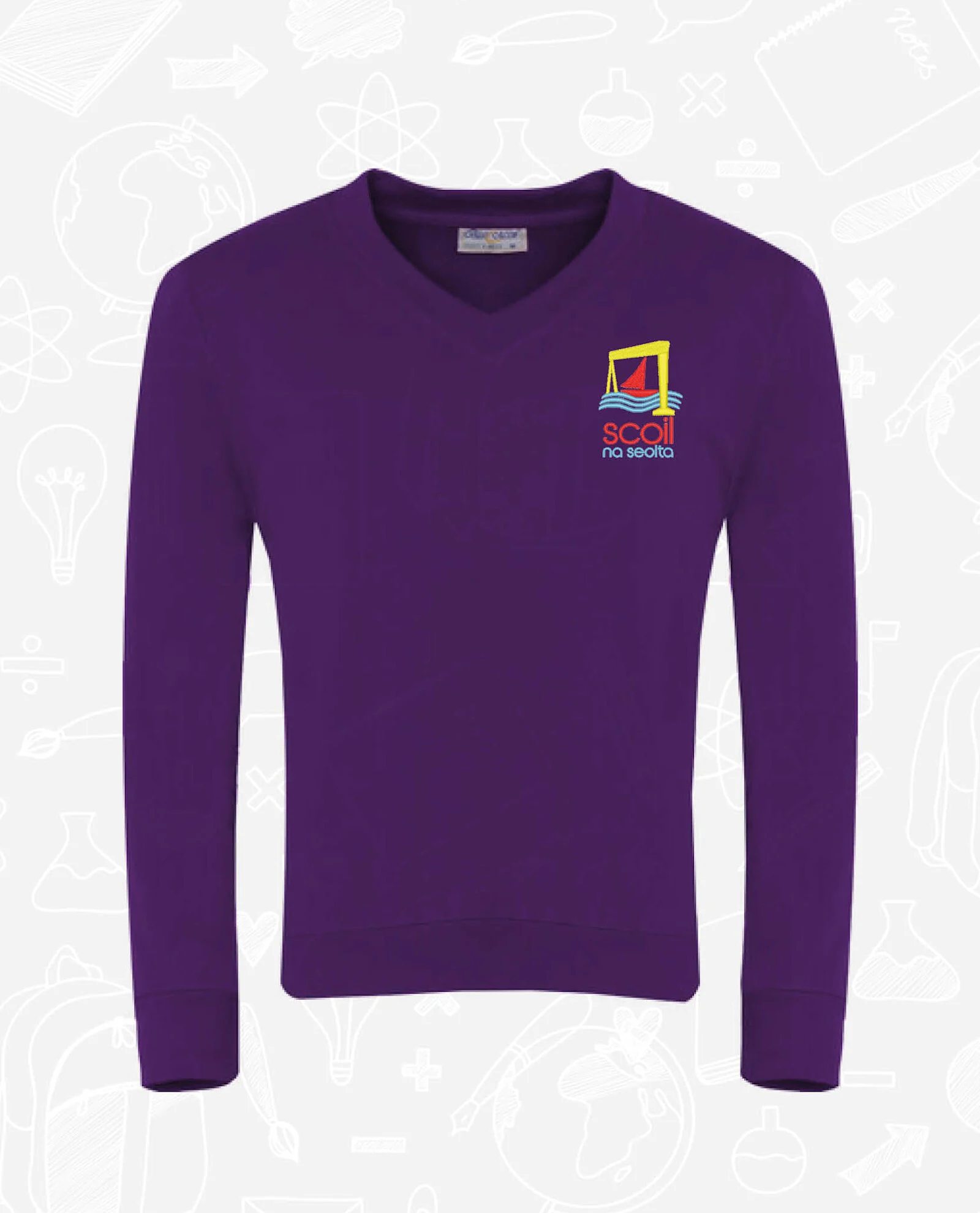 Purple sweatshirt with ��ɫ��Ƶ logo on left breast