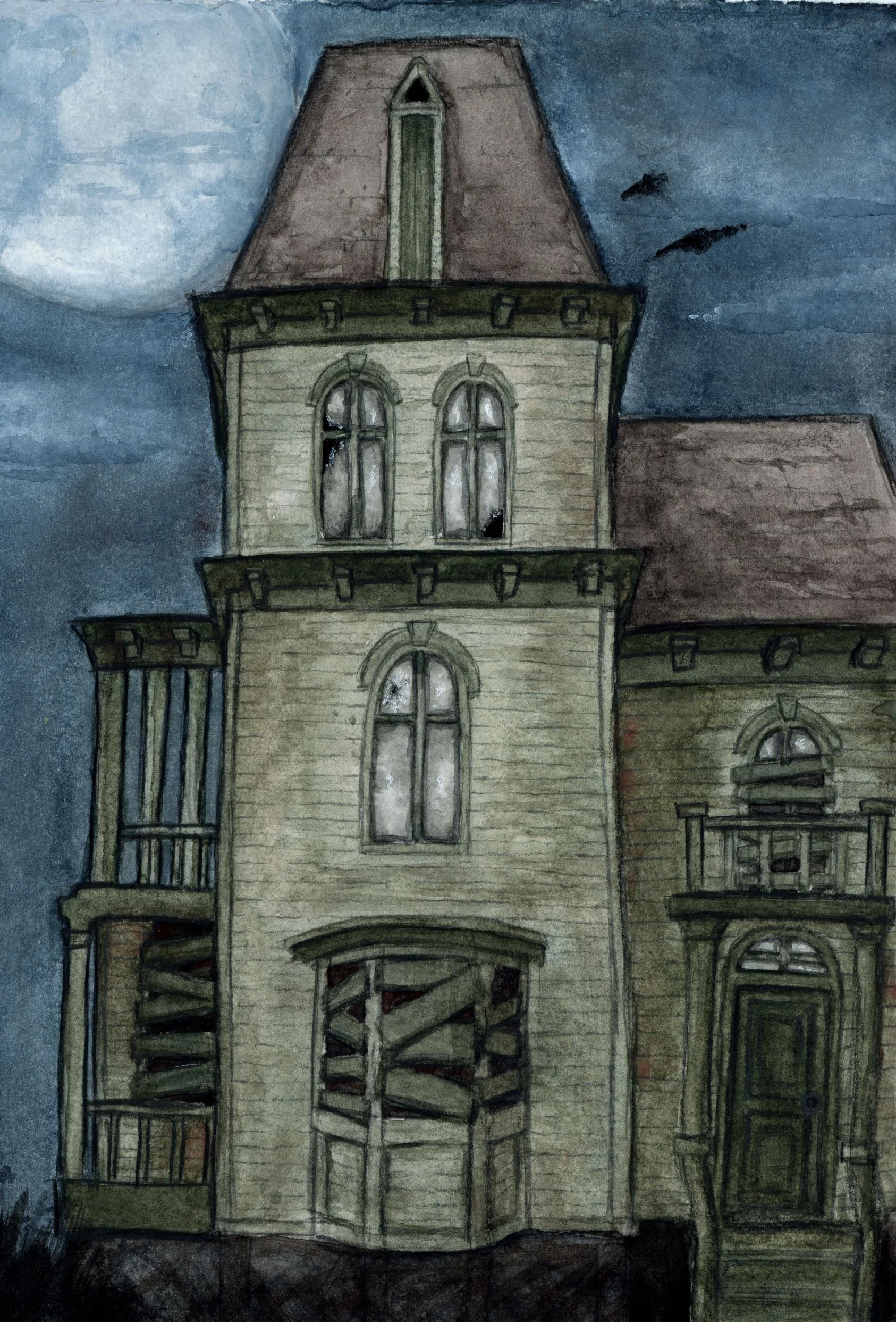 Ich würd da ja nicht rein gehen - Aquarell auf Papier - 14,5cm x 21cm