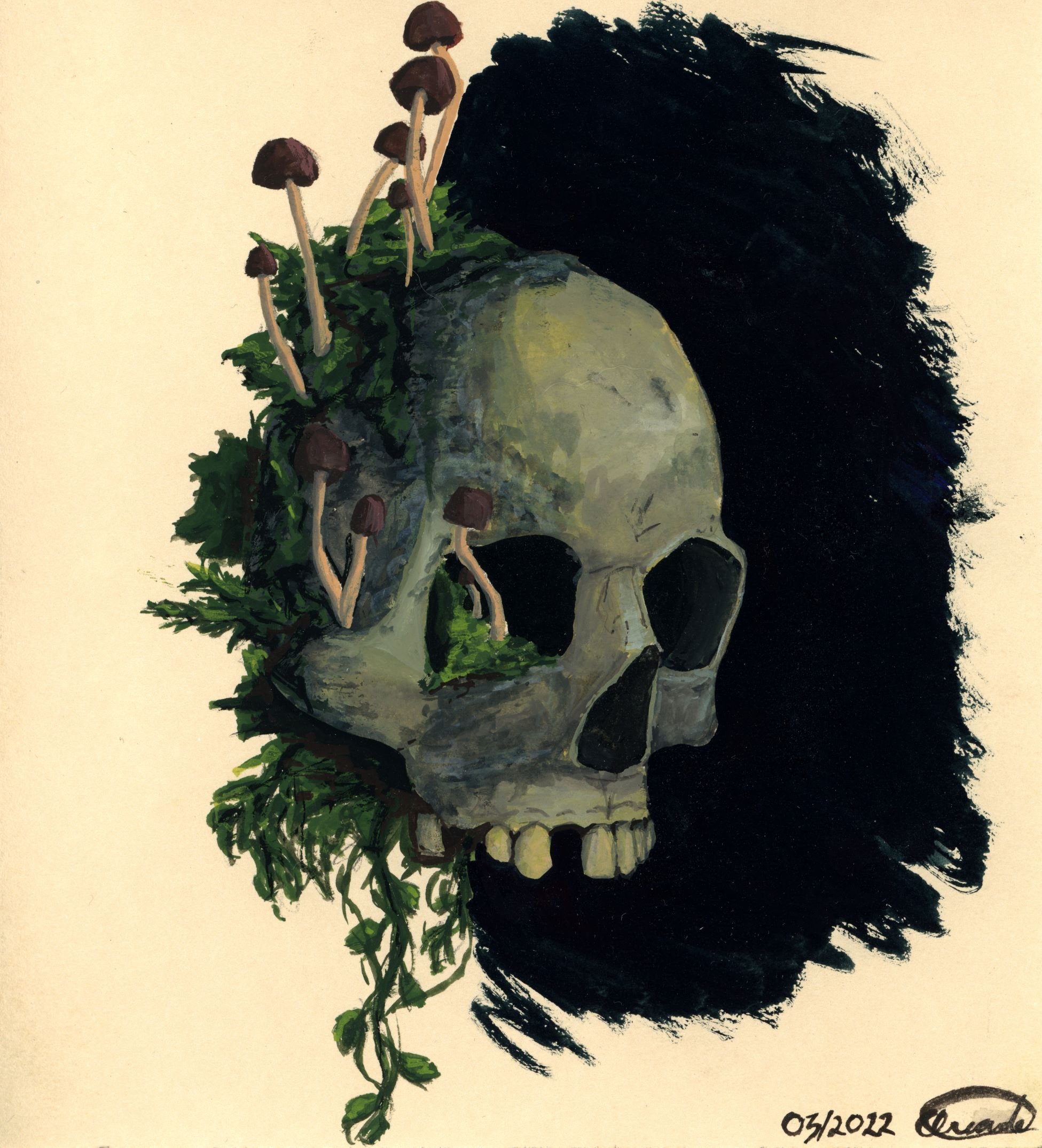 SKULL - Gouache auf Papier - 13cm x 13cm