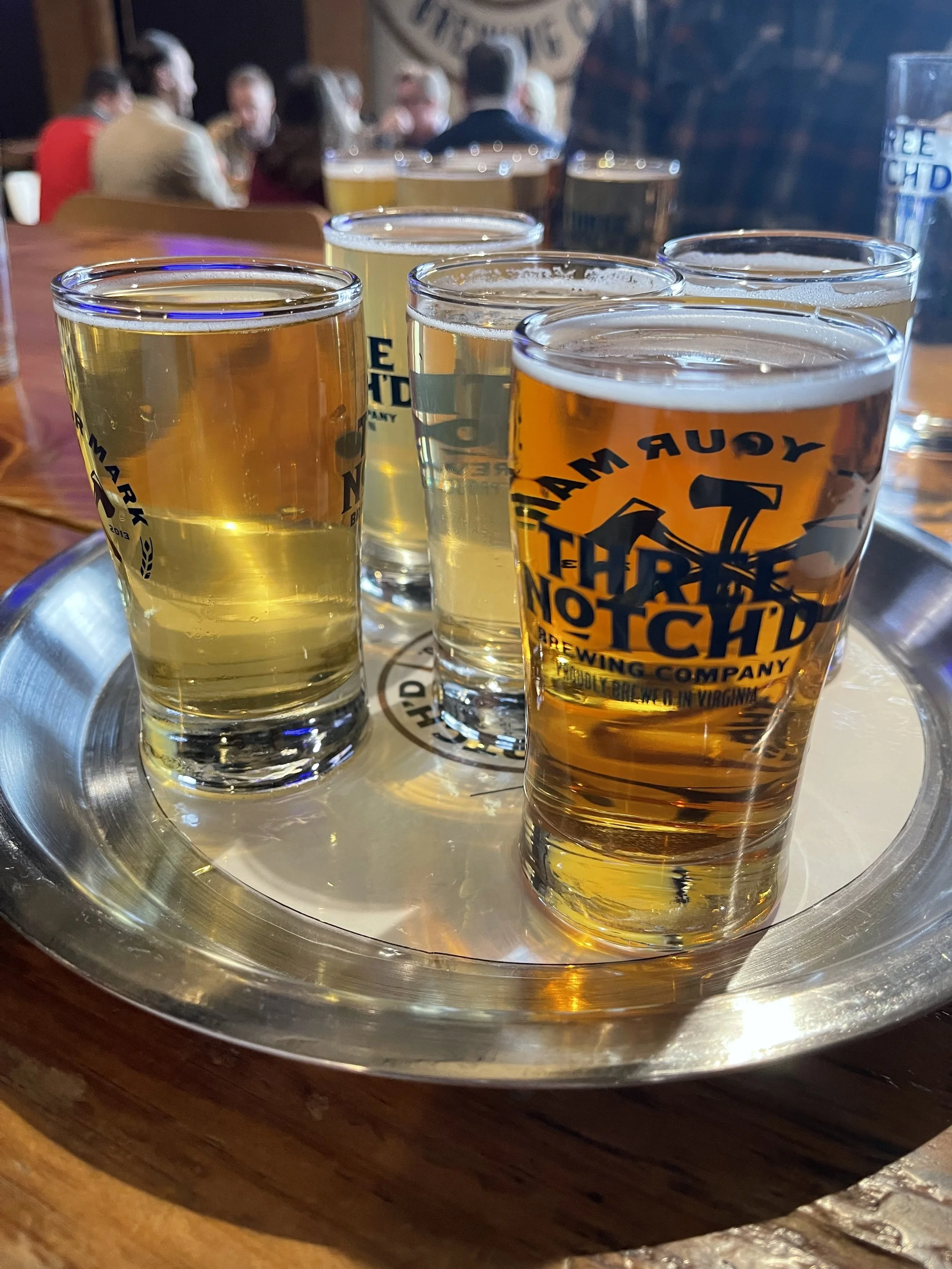 The flight of Non-alcoholic beers from Uncool at Three Notch'd Brewery.