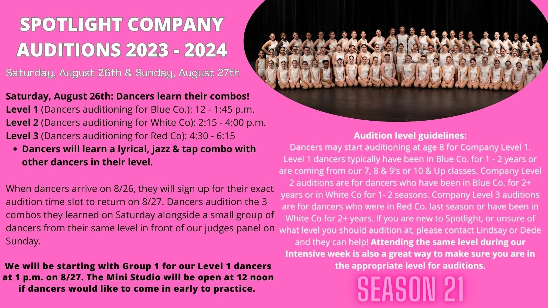 Schedule Information — DeCamp's Spotlight School of Dance