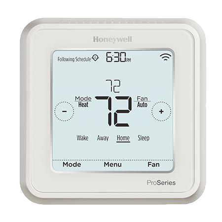 Honeywell Lyric T6 Pro Wi-Fi smart thermostat with a touchscreen and Wi-Fi signal