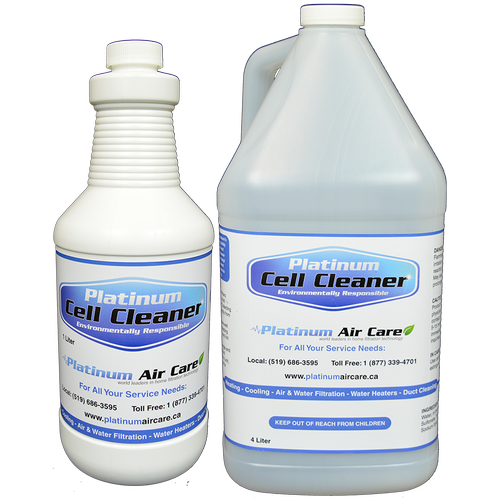 Platinum Cell Cleaner in a 1-liter bottle and a 4-liter jug