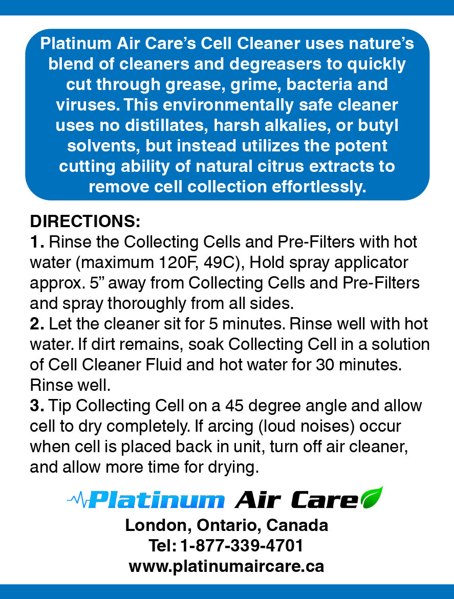 Platinum Air Care Cell Cleaner (How to use directions)