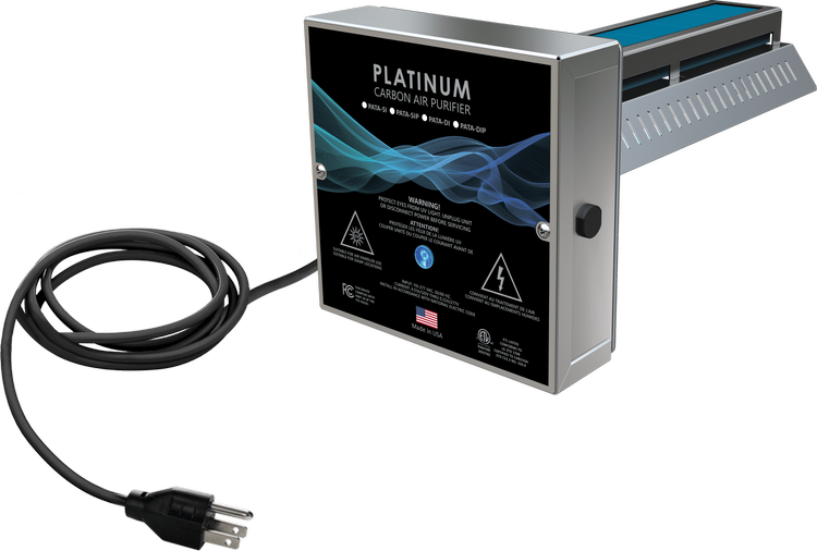 Platinum Carbon UV unit with its power cord and plug