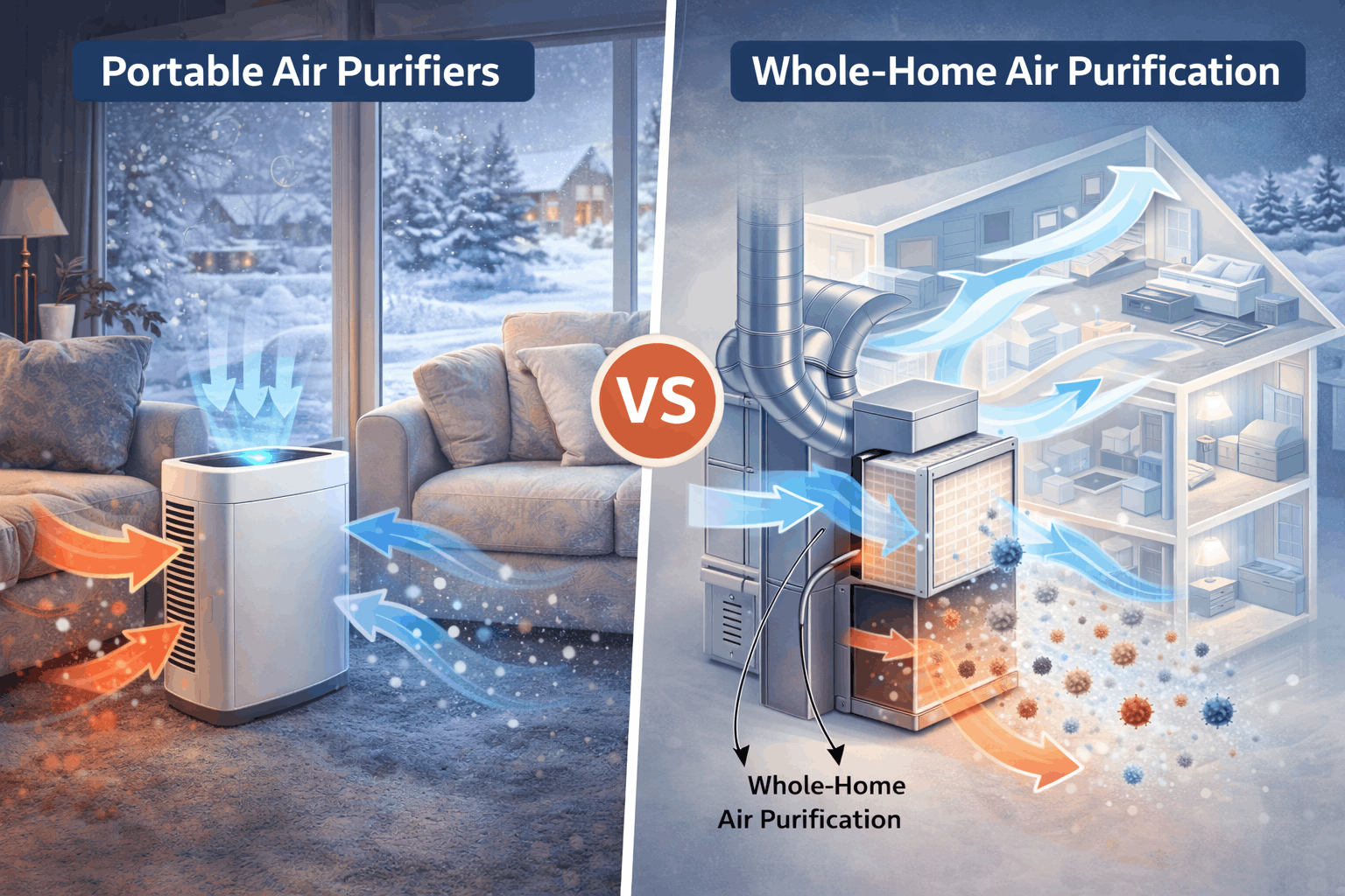 Portable Air Purifiers vs Whole-Home Systems in Cold Climates