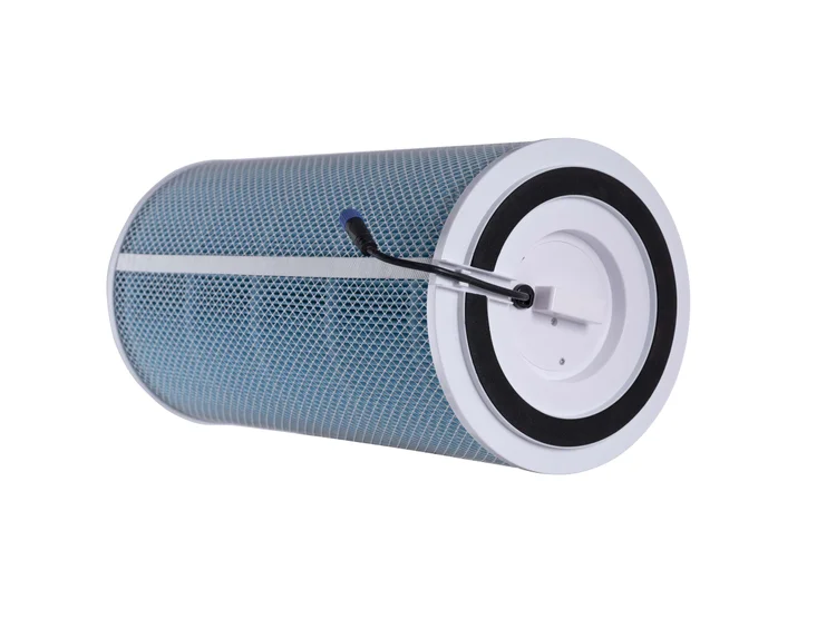 MedicAir Pro all-in-one replacement filter cartridge: blue HEPA filter with its white end cap and UV-C power cord