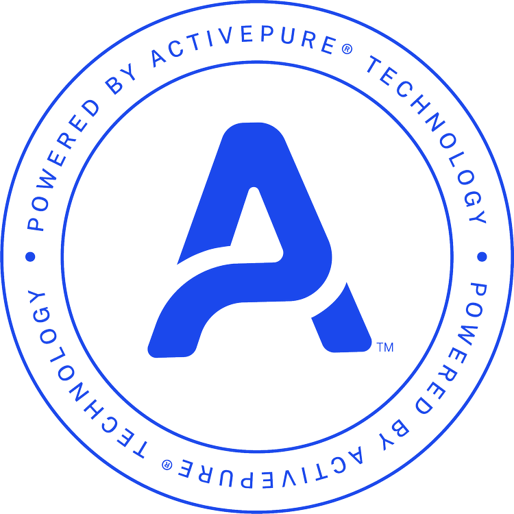 Powered by ActivePure Technology badge: a blue letter A inside a ring of text