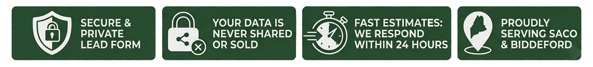 secure and private lead form header for free quote for tree care in southern maine