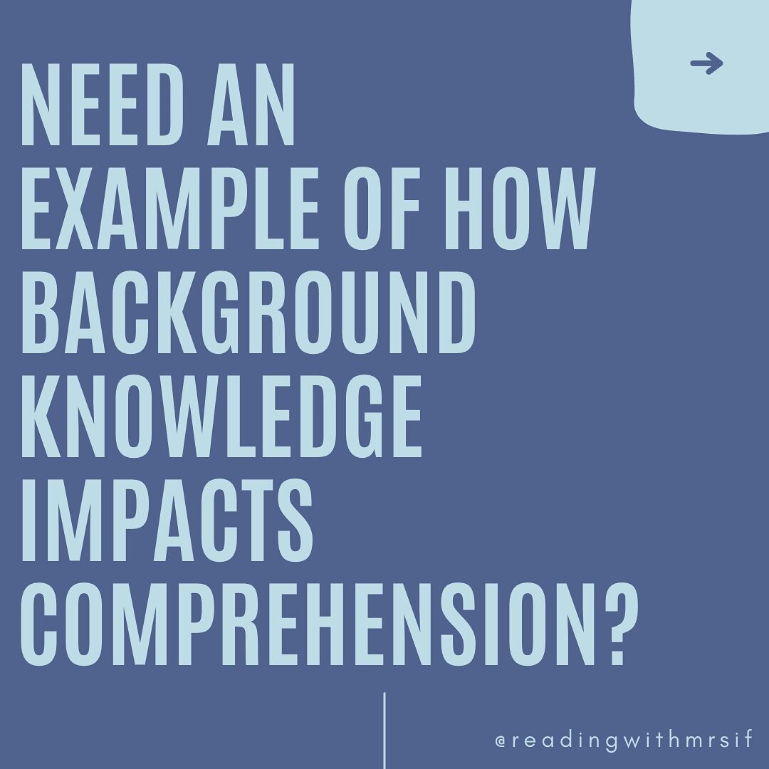 Knowledge matters. Comprehension depends on knowing something about the topic at hand. We use that background knowledge as we read to build a deeper understanding of the topic. 🧠🤓

Swipe to see an example from an old study! You can find the Catts a