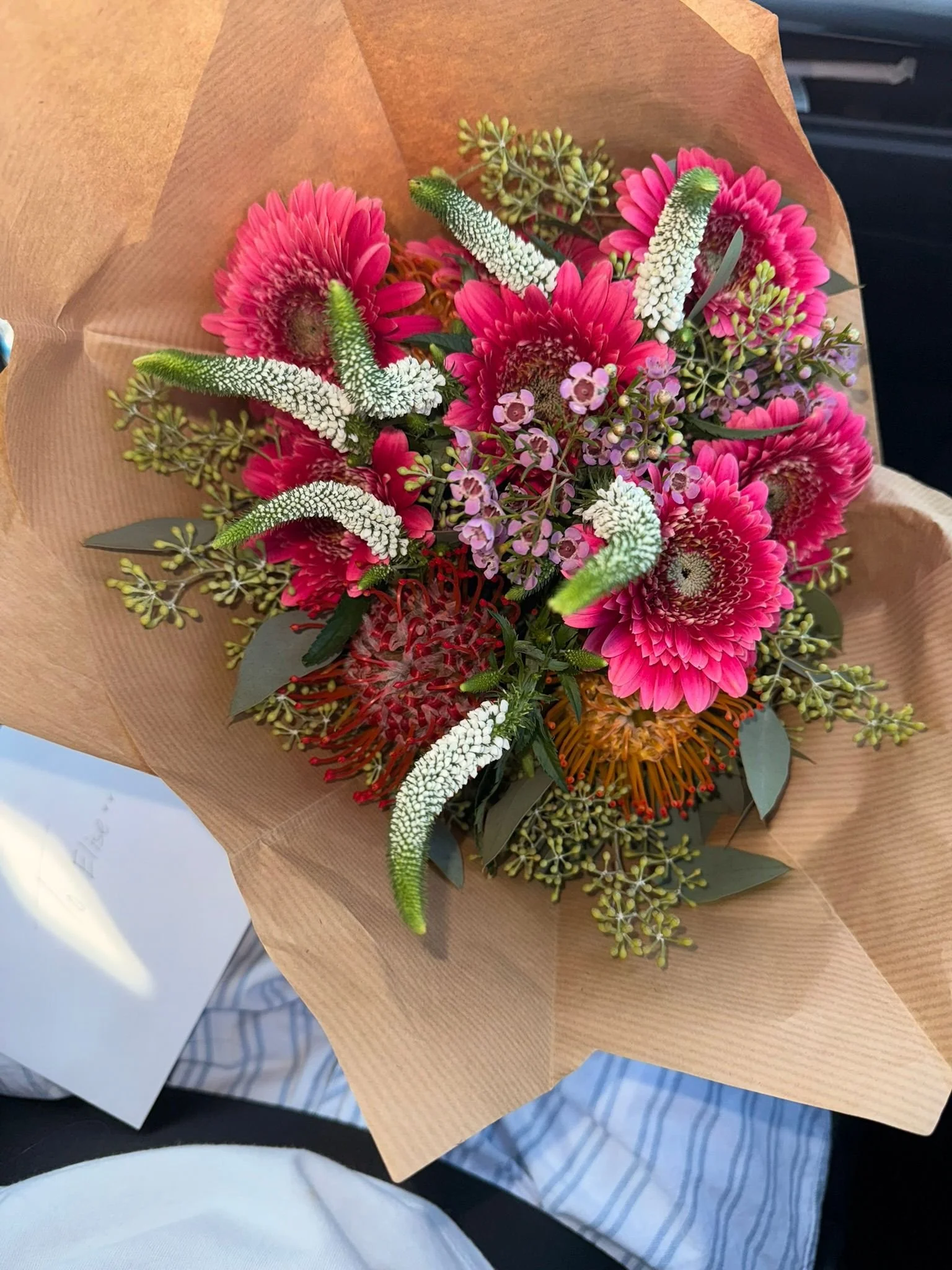 flower bouquet wrapped in paper