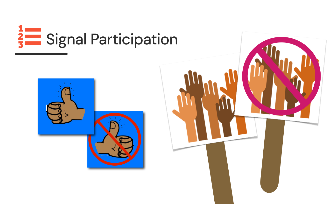 Signal participation: icons of hand raising