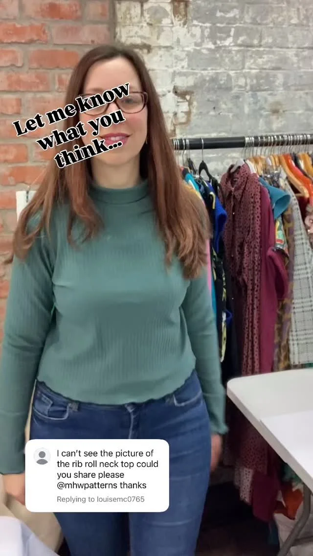 What do you think, would you@like to learn how to create a roll neck jumper/top with a lettuce edge finish? Should I release this as a pattern or course? 
#mhwpatterns #ribrollneck #lettuceedge #overlocker