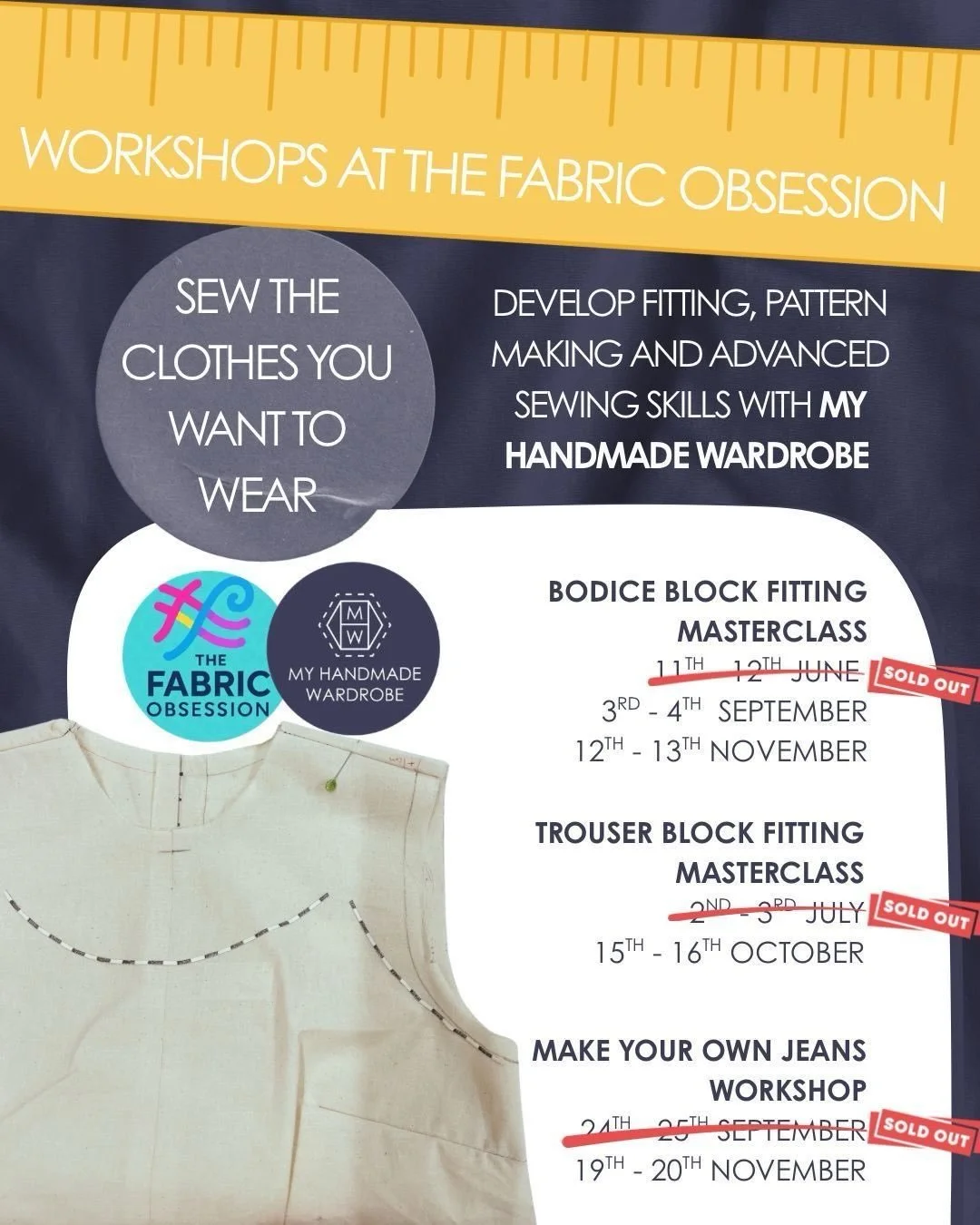 New pattern fitting workshops available in collaboration with @thefabricobsession ✨
I have a whole selection of classes available this year that can help you to make clothes that fit your body!

Starting this month I can show you how to:

✂️ Make you
