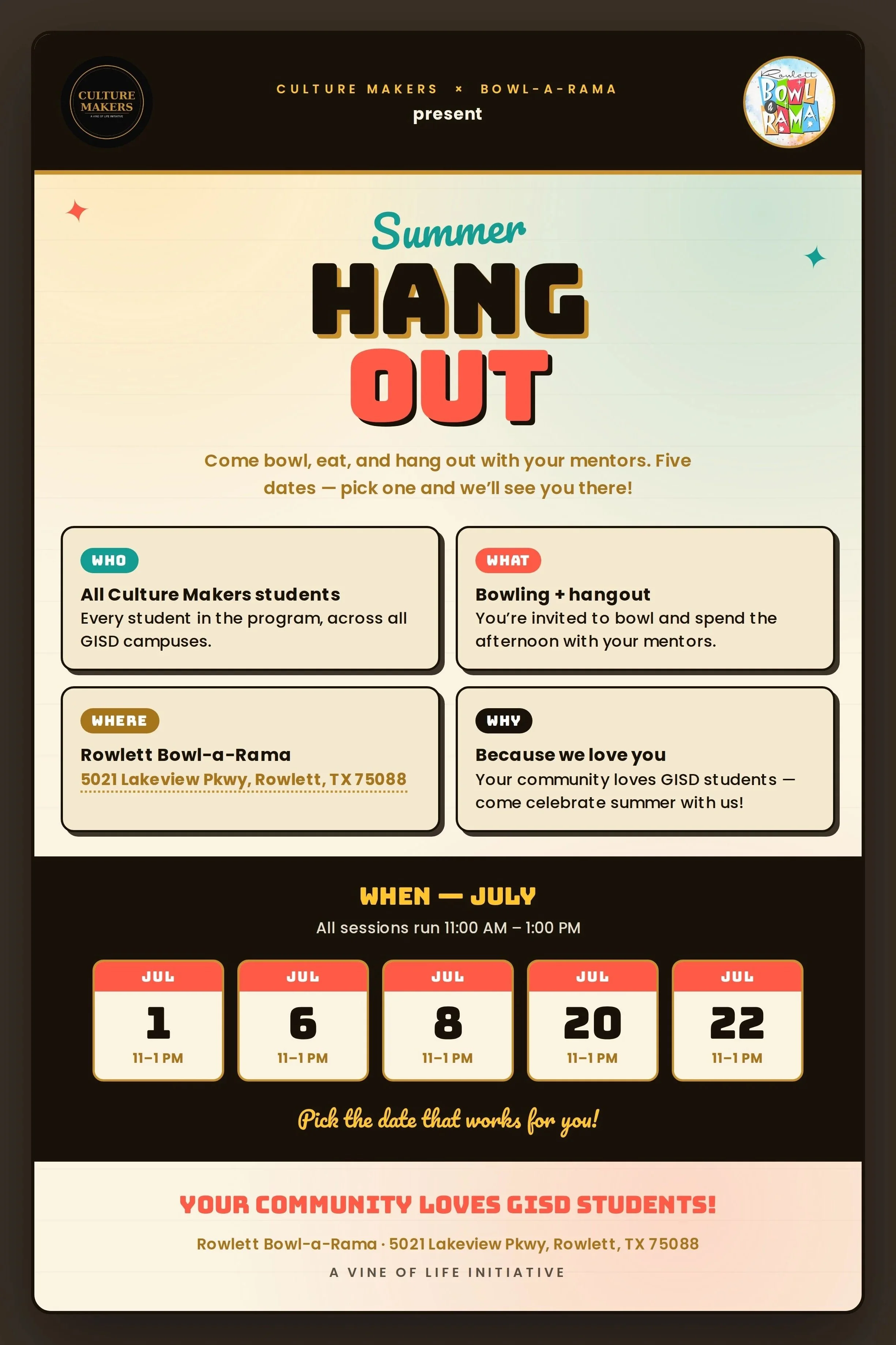 Summer HANG OUT at Bowl-a-Rama