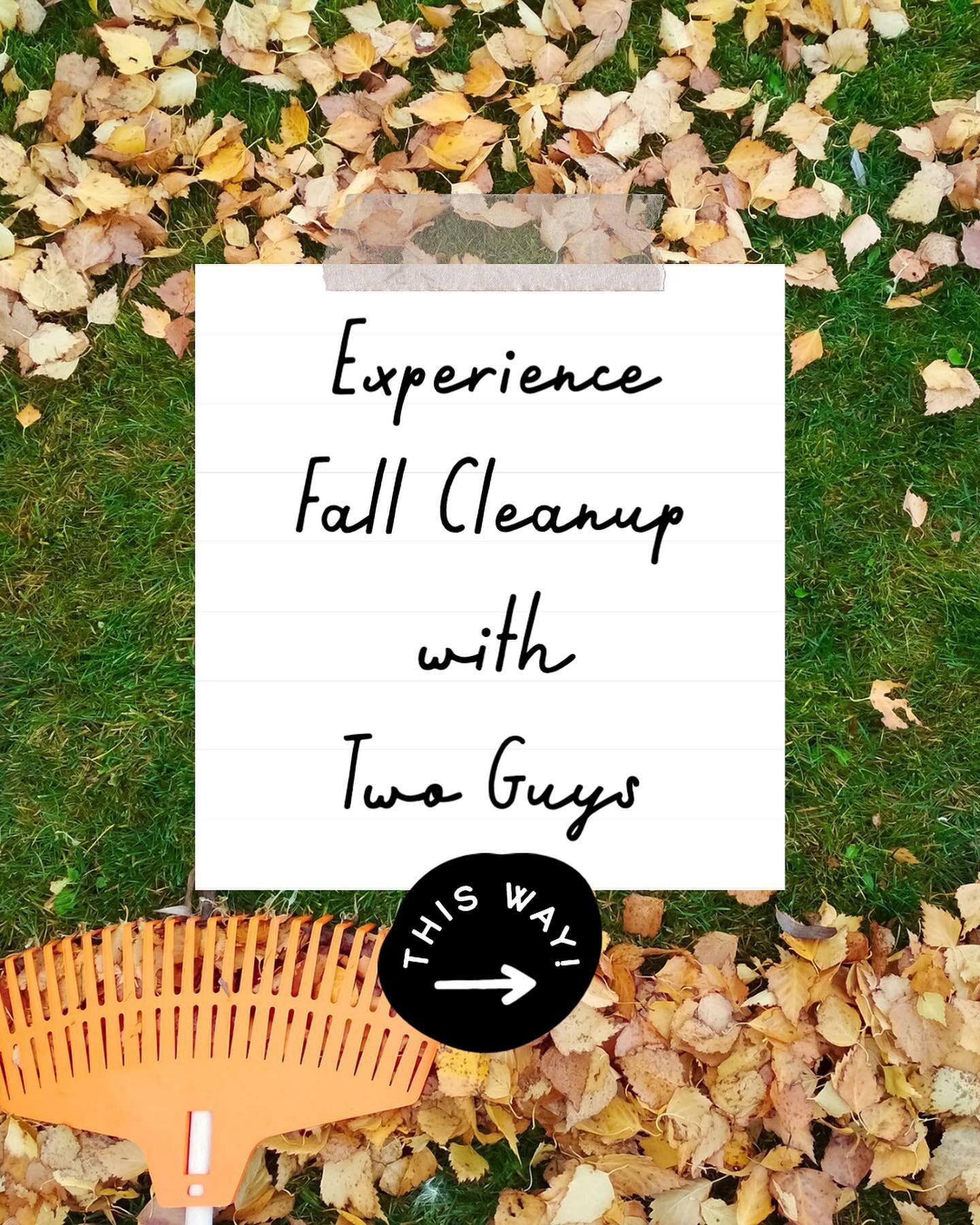 Stressed about getting your fall cleanup done in time? 😣

Two Guys eliminates the stress by connecting you with local, top-rated contractors to properly prepare your yard for the winter.

📞 Call or text (920) 430-0999 to secure your spot!

&mdash;&