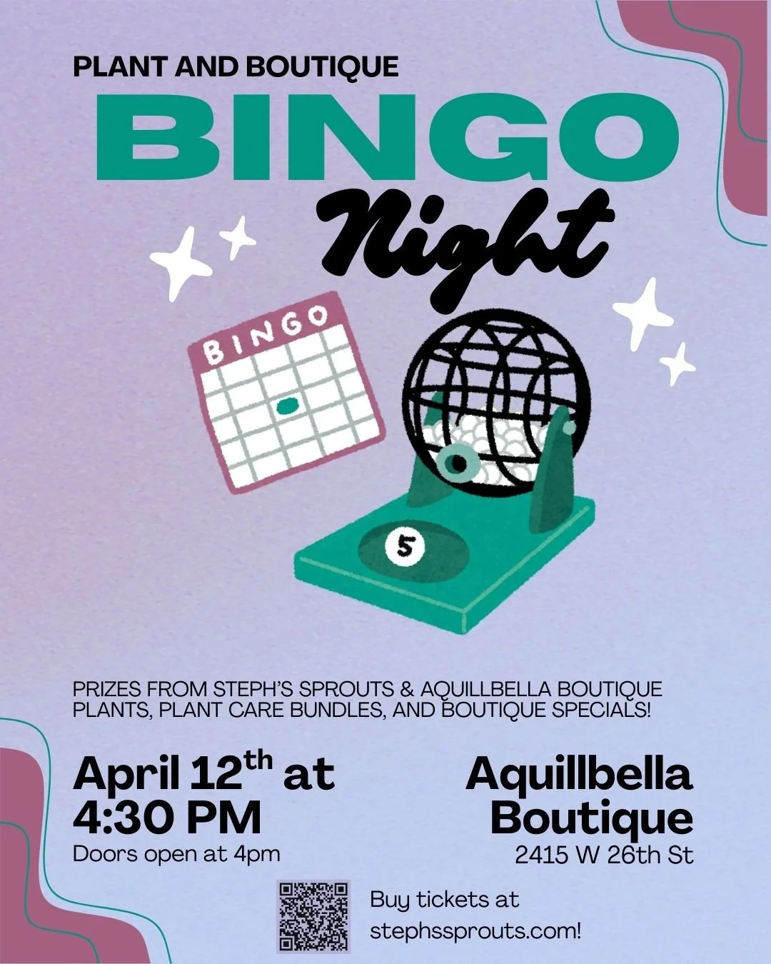 Plant and Boutique Bingo at Aquillbella Boutique