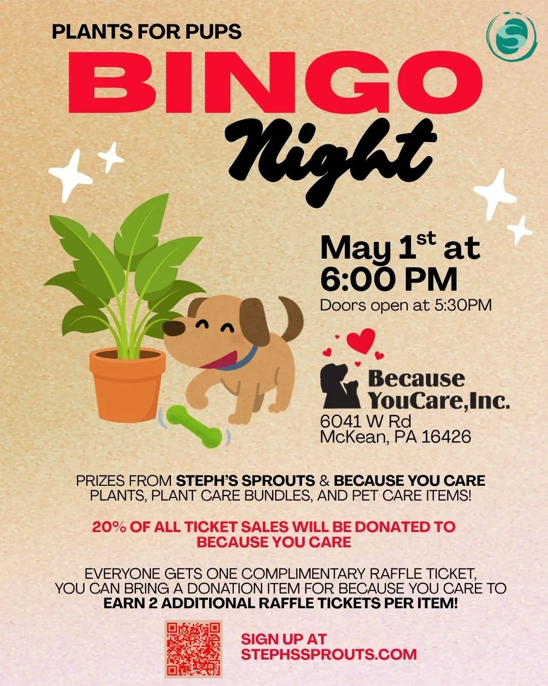 Plants for Pups! Bingo at Because You Care
