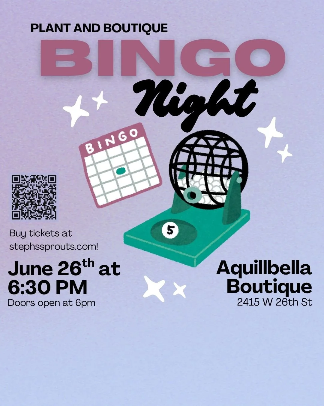 Plant and Boutique Bingo at Aquillbella Boutique