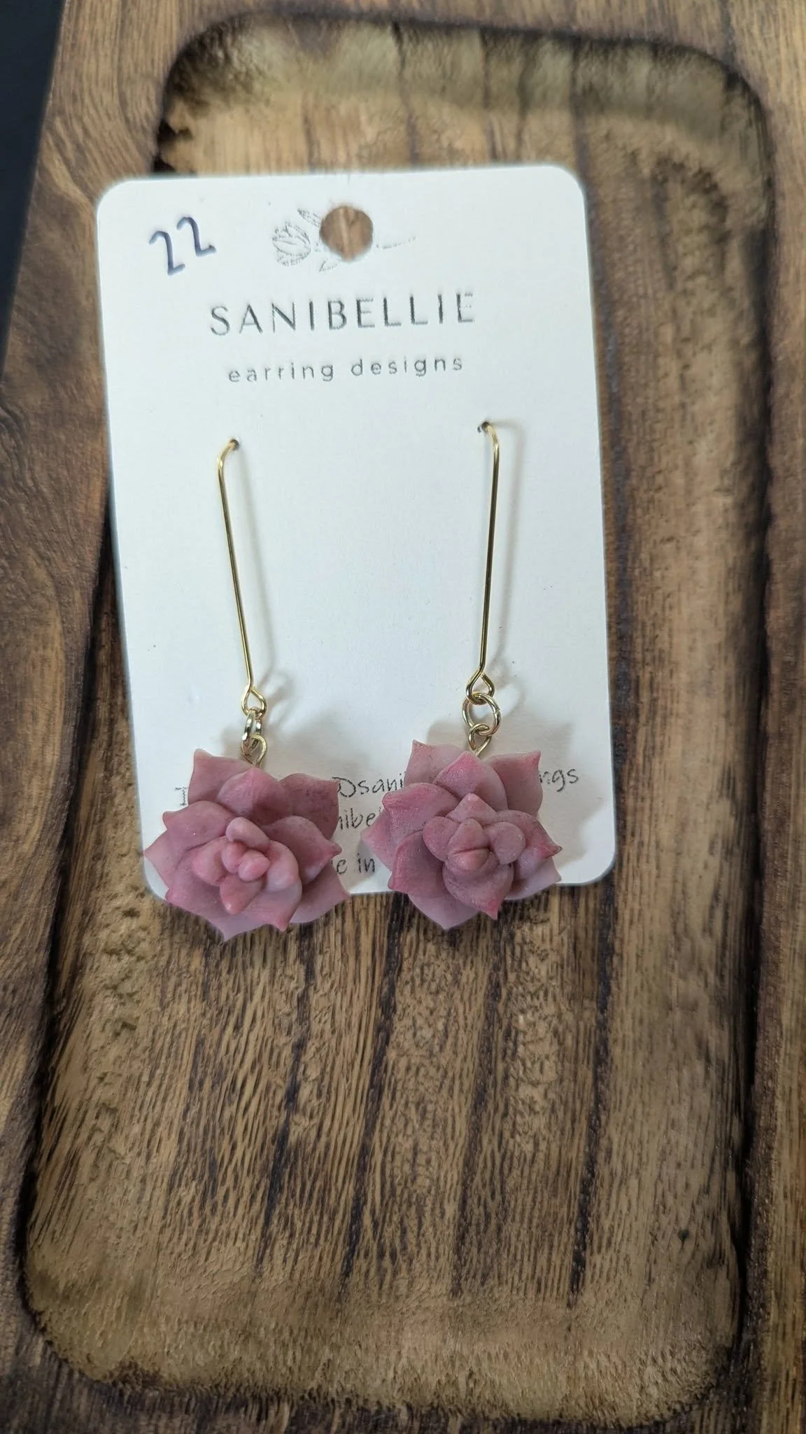 Handmade Pink Succulent Dangle Earrings