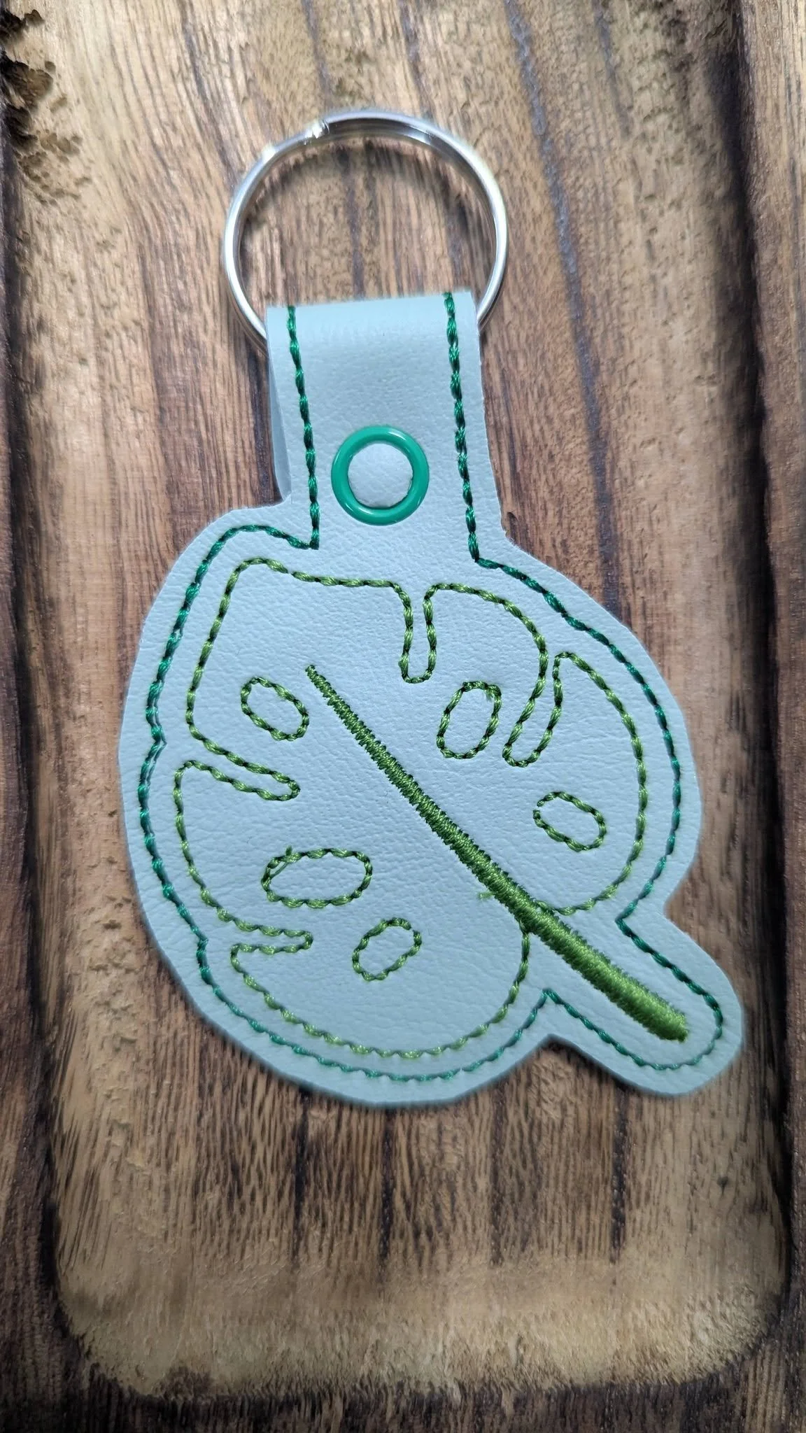 Light Green Monstera Leaf Keychain