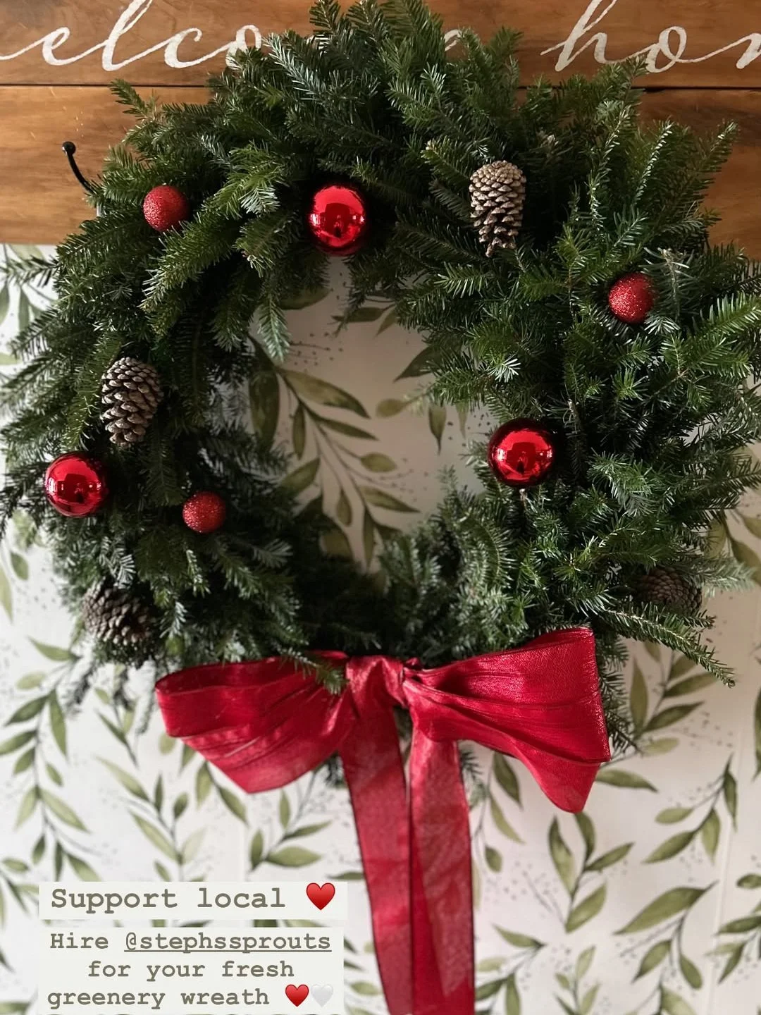 Handmade Fresh Evergreen Wreath - Fully Decorated