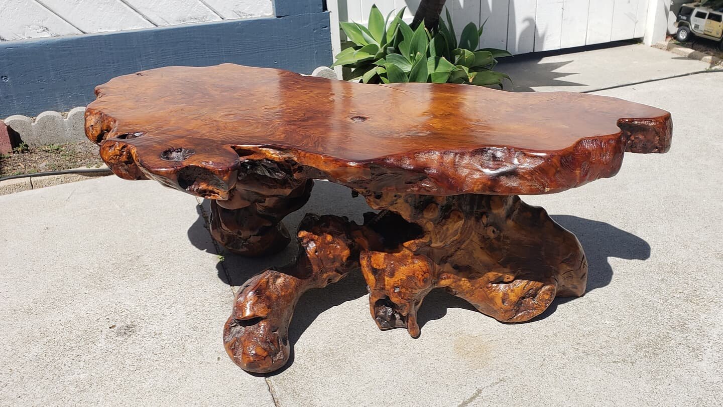 $295. Driftwood table Live Edge Teak Root Coffee dining side Tables. Burlwood drift wood. 48&quot; long 23&quot; deep 17&quot; tall. 
Plus tax.
This item is located in my Antique Mall booth in the city or Orange. Text Message (don't call) for address