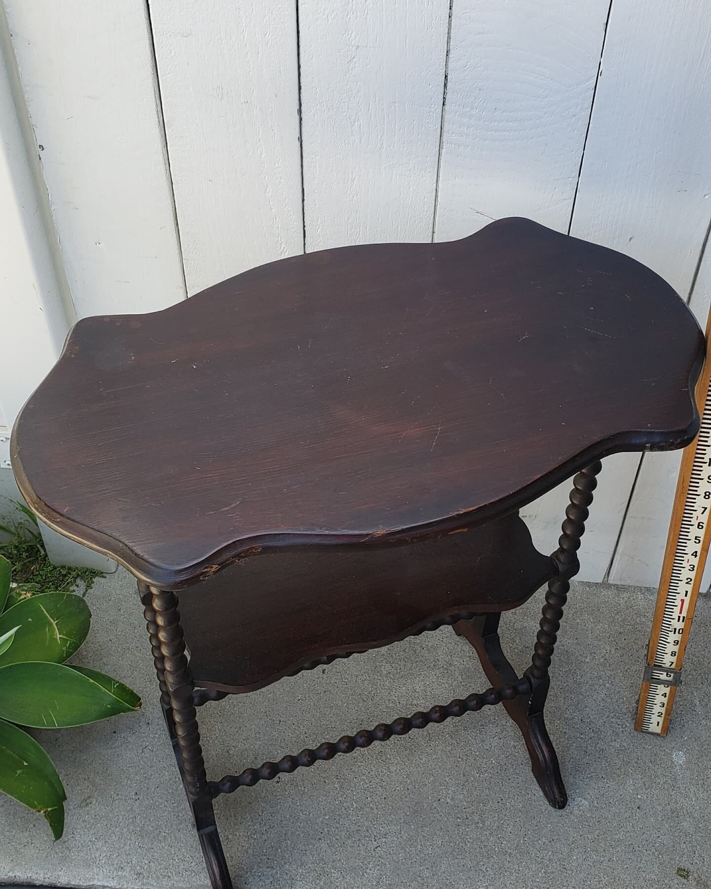 $125. Antique Jenny Lind- Style Spindle Side Table console desk furniture home decor. 28&quot; tall 26&quot; wide 15&quot; deep. 
Plus tax.
This item is located in my Antique Mall booth in the city or Orange. Text Message (don't call) for address and
