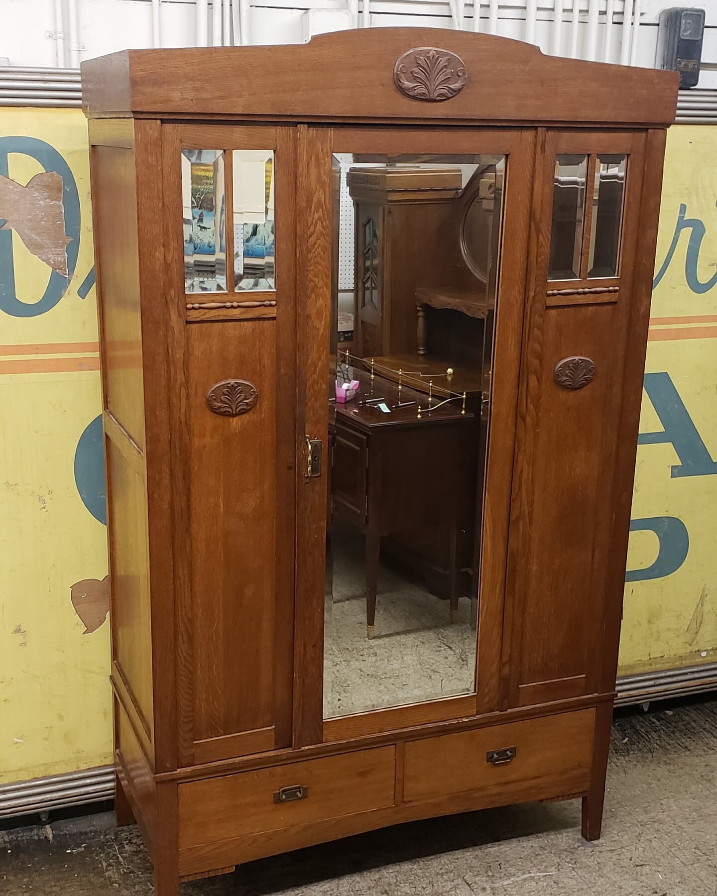 $200. Antique wood wardrobe armoire closet dresser with 2 bottom drawers. 7' tall 51.5&quot; wide 22&quot; deep. 
Please check my other ads.
Plus Tax
This item is located in my antique store space in the city of Orange.

#orangecircle #downtownorange