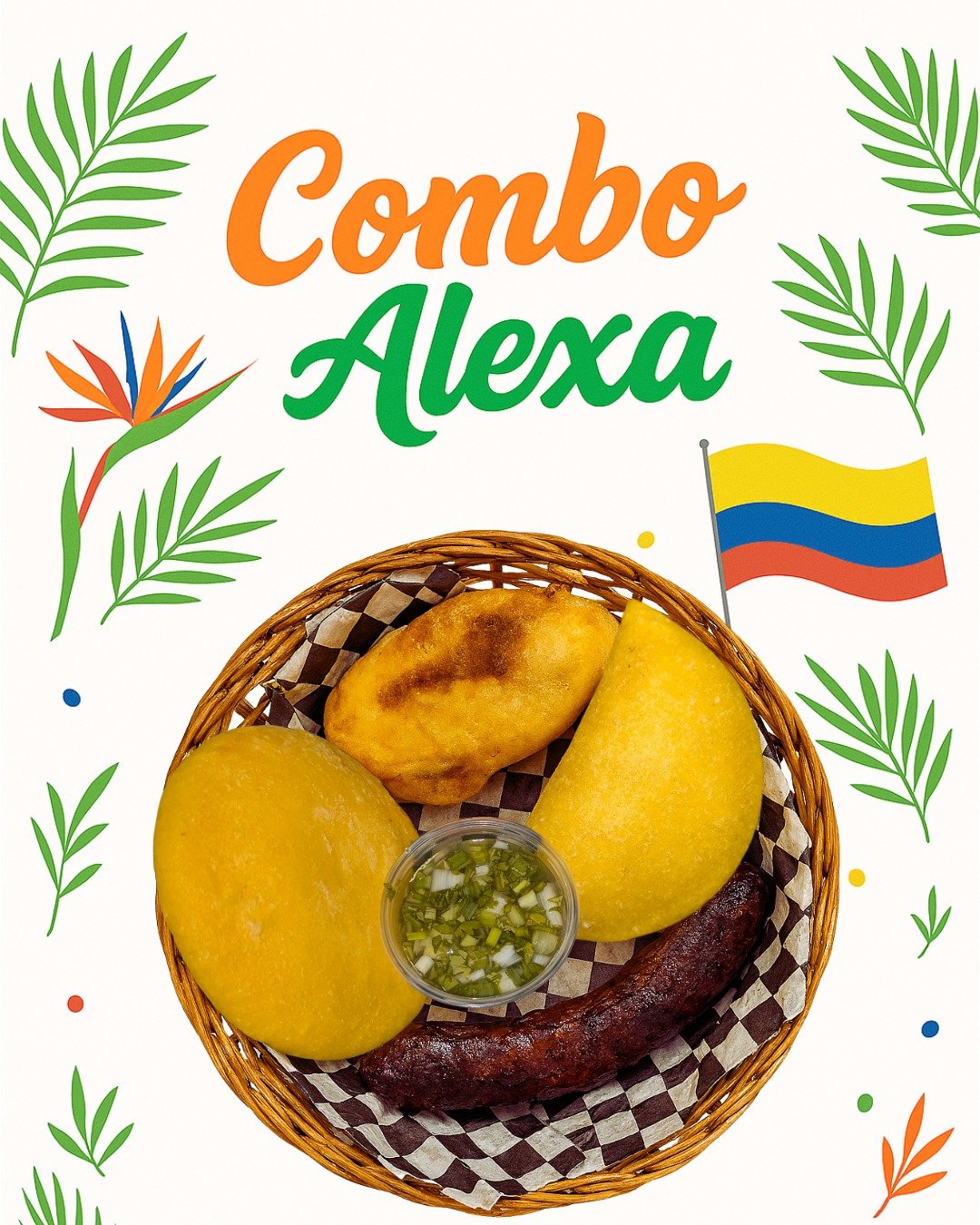 ¡Descubre el Combo Alexa!π₯
πUna exquisita combinación de sabores colombianos: arepa de huevo, empanada, aborrajado y chorizo santarrosano.
β¨ 100 % artesanal, lleno de tradición y listo para disfrutar.
También disponible e