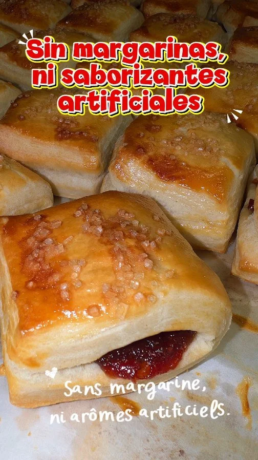 “Solo mantequilla, porque la calidad no se negocia. π§β¨ Prueba el sabor casero de nuestros hojaldres: perfectos para cualquier momento del día. ¡Hechos con amor para ti y tu familia!”
--------
“Uniquement du beurre, par