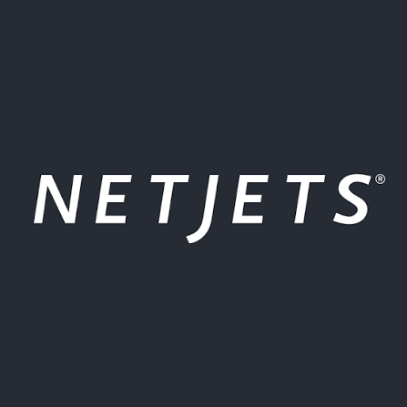 NETJETS logo on a dark background.
