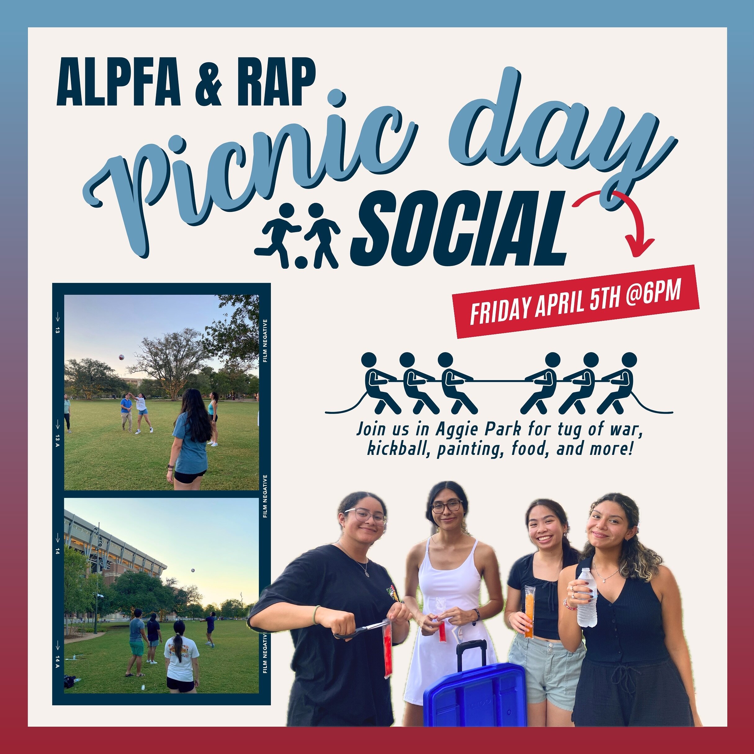 Don&rsquo;t miss our picnic day at Aggie Park tomorrow with @rap_tamu 🤸&zwj;♀️🏃&zwj;♂️🤾 

We will have kickball, tug of war, painting, food, and so much more! ⚽️🌤️😎 See you there!