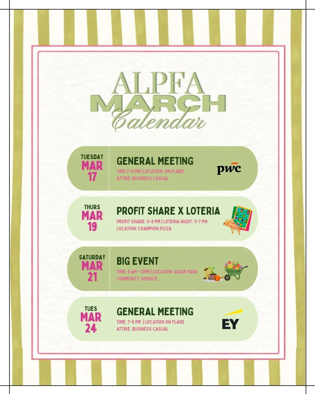 March calendar is here! 🗓️✨

Don&rsquo;t forget, March Madness (Double Points) is happening all month long! 🏀🔥 Make sure y&rsquo;all update your calendars and stay on top of everything. ✍️

It&rsquo;s almost time to count up those points and see i