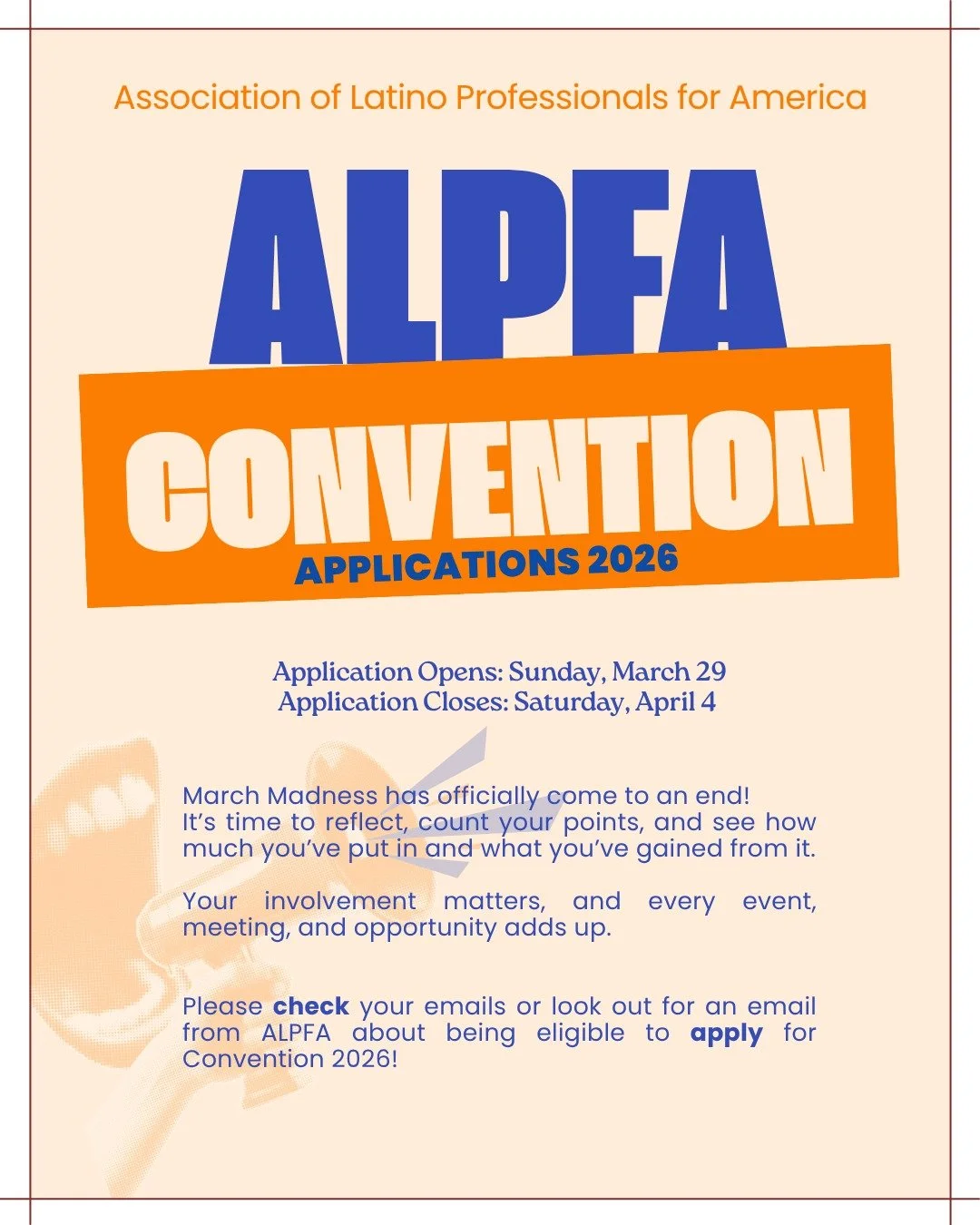 Applications are now OPEN! The deadline is next Saturday at 11:59 PM ⏰

Take your time completing the application, make it count! ✍️✨

If you have any questions or need help, feel free to reach out 📩

Don&rsquo;t wait until the last minute&hellip; y