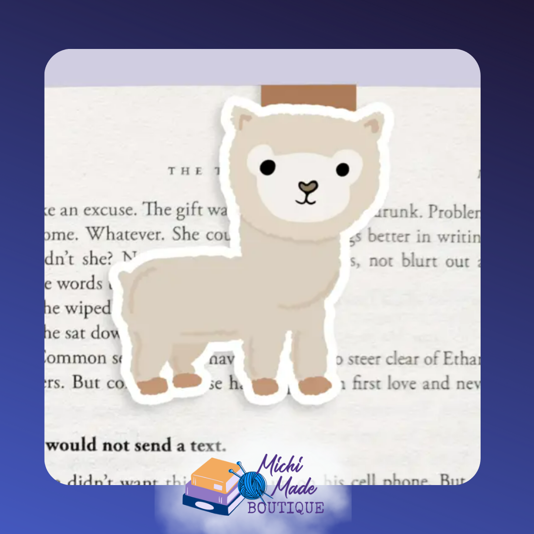 Cute beige alpaca bookmark with a sweet face, ready to guard your page like a fluffy sentinel.