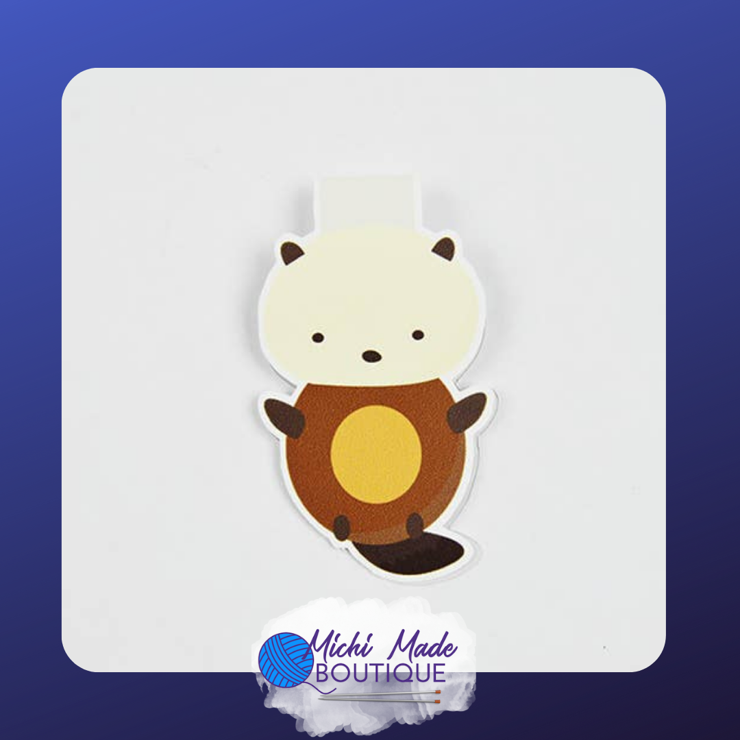 Chubby cartoon otter magnetic bookmark with a cream head and brown belly