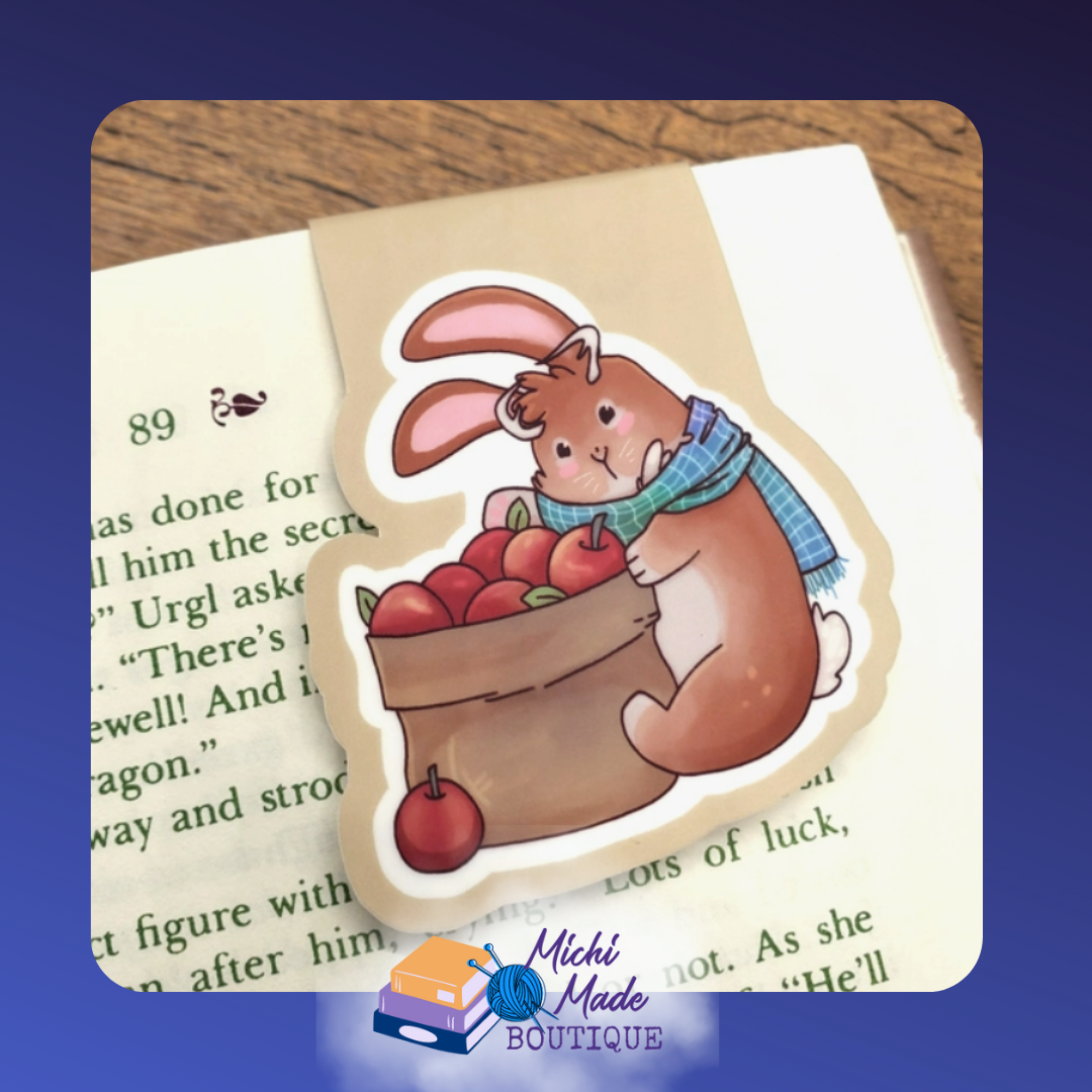 Jackalope carrying a basket of red apples.