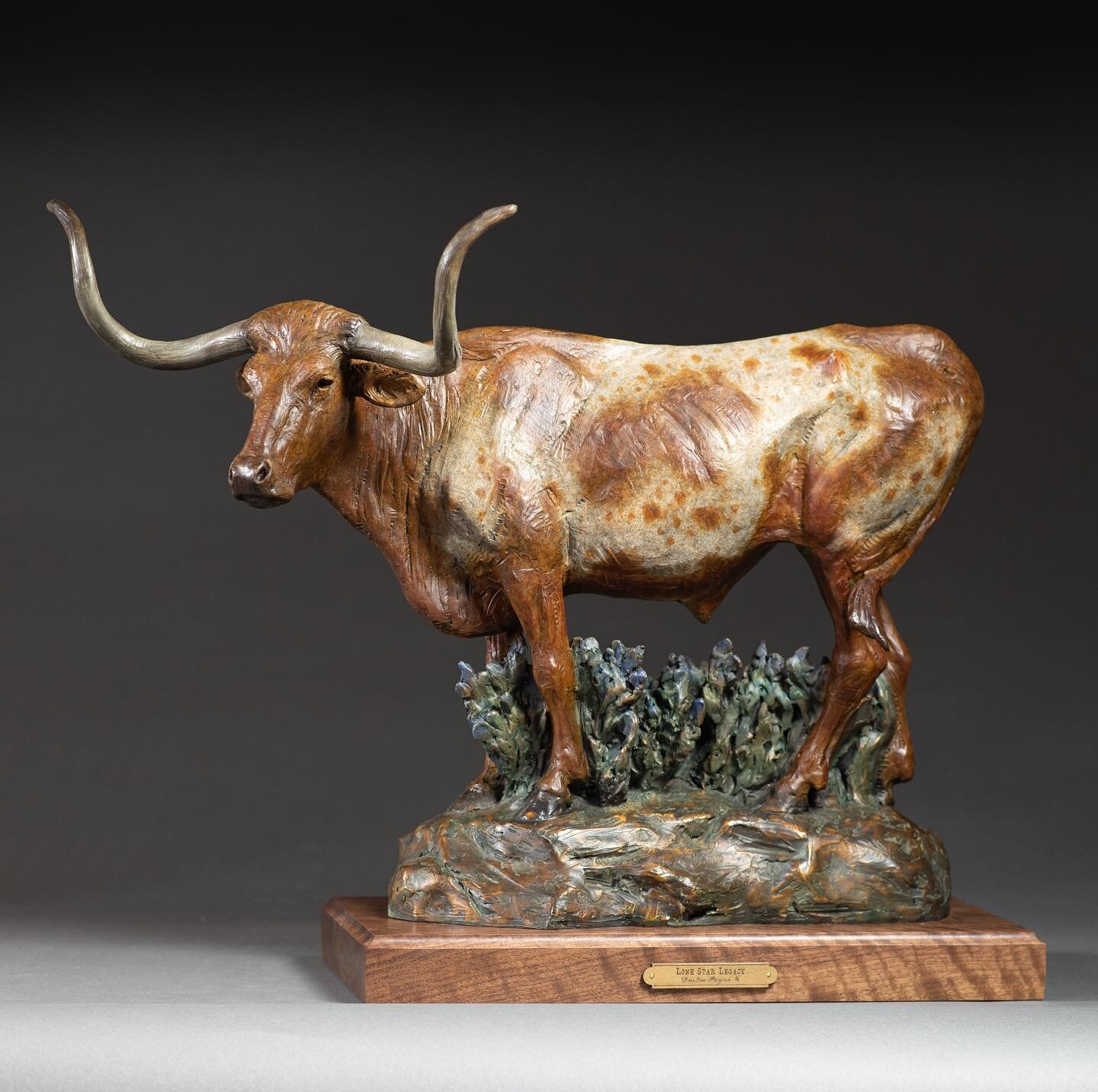 Lone Star Legacy | Limited Edition of 20 in bronze ⁠
⁠
The longhorn steer and bluebonnets hold immense cultural and historical significance in Texas, representing iconic symbols of the state&rsquo;s heritage and natural beauty. The longhorn, descenda