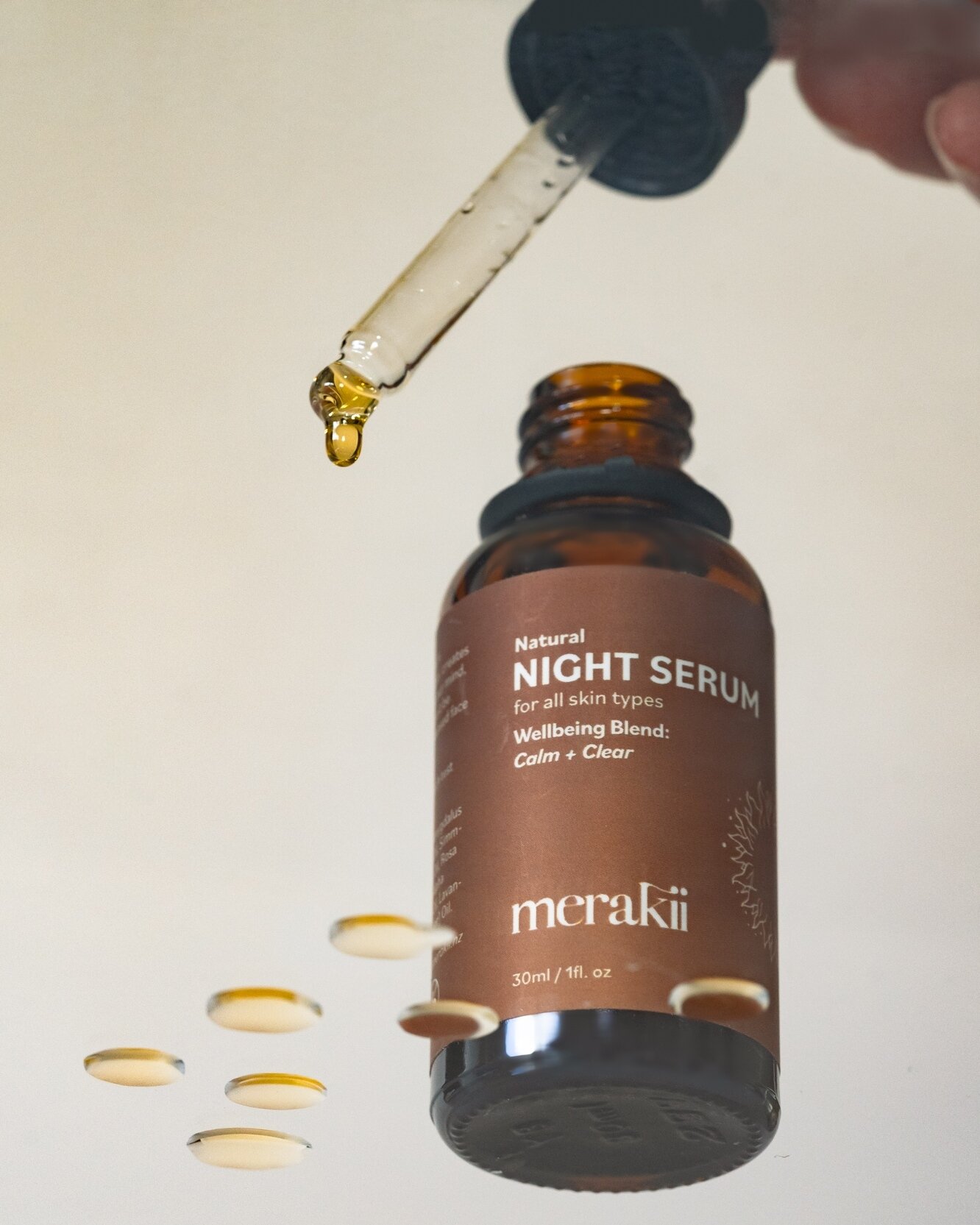 Drippin' in Gold! ✨ Our Calm + Clear Night Serum is the secret to a dreamy night's rest and glowing skin. 🌙💫 #MerakiiMagic #CalmAndClear⁠
⁠
⁠
⁠
#skincare #natural #nz #mindhealth #faceserum #merakii #hydratedskin #wellbeing #mind #body #soul #selfl