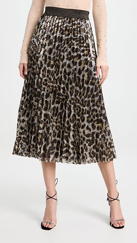 Le Superbe Purrrfect Leopard Sequin Pleated Skirt  