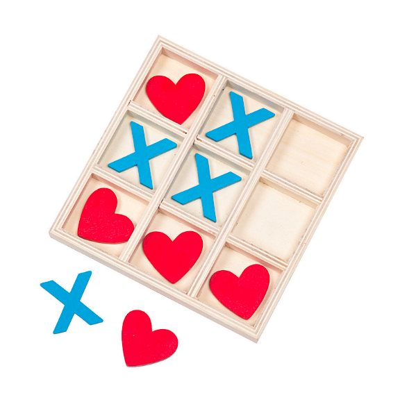Valentine's Day Wooden Tic-Tac-Toe Set