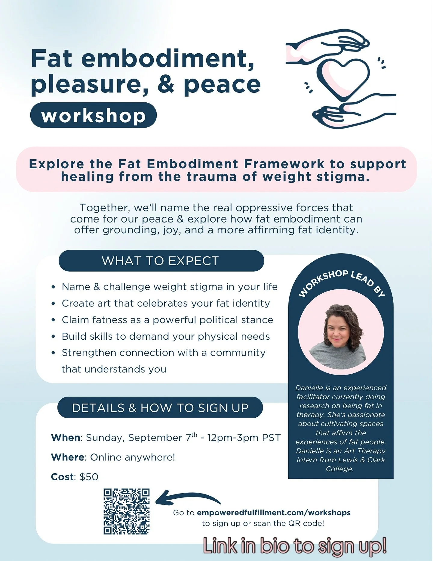 It's rough out there &amp; it's a hard time to be fat. Being seen as a &quot;before&quot; is traumatic. You deserve  space to process your feelings, be in affirming community, and grow tenderness for yourself.

Link in bio to sign up!