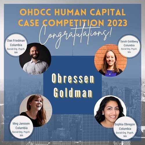 Congratulations to the 2023 OHDCC Human Capital Case Competition winner, Obressen Goldman!!! 🏆

All three teams did an outstanding job, and it was such a close competition. Congratulations to all the teams who made it this far, hats off to you! 

A 
