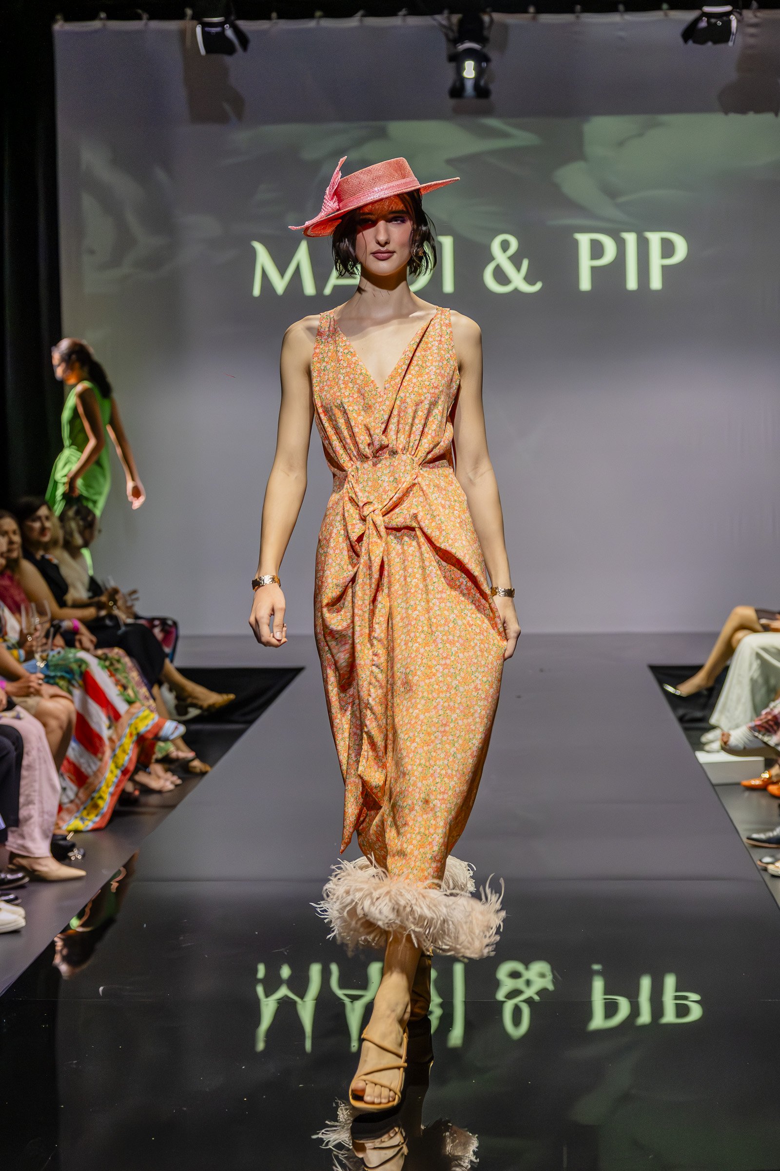 Bernadette with Ostrich feather hem