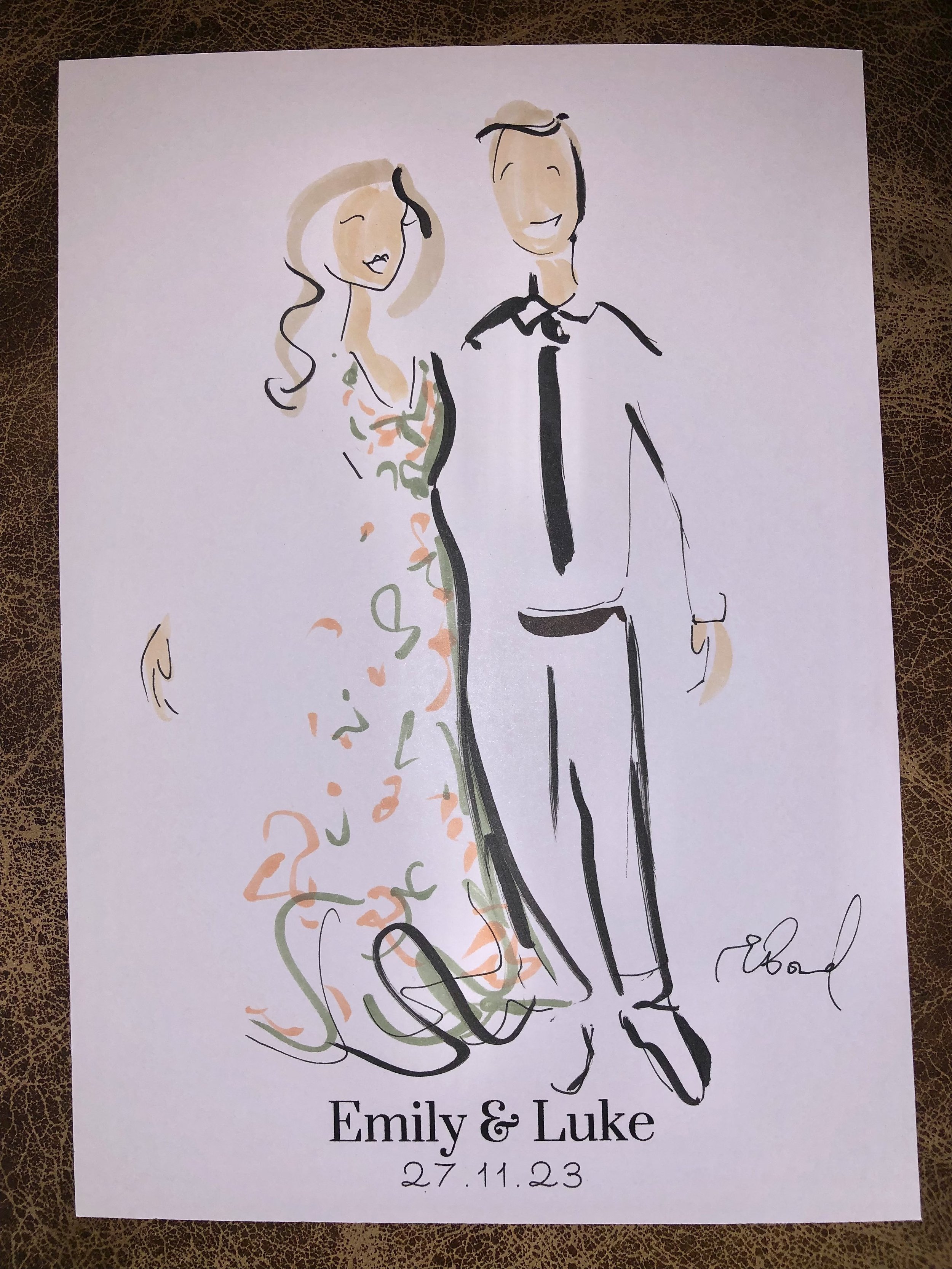 Fashion Illustration at Gold Coast Wedding by Emma Bond of Madi and Pip