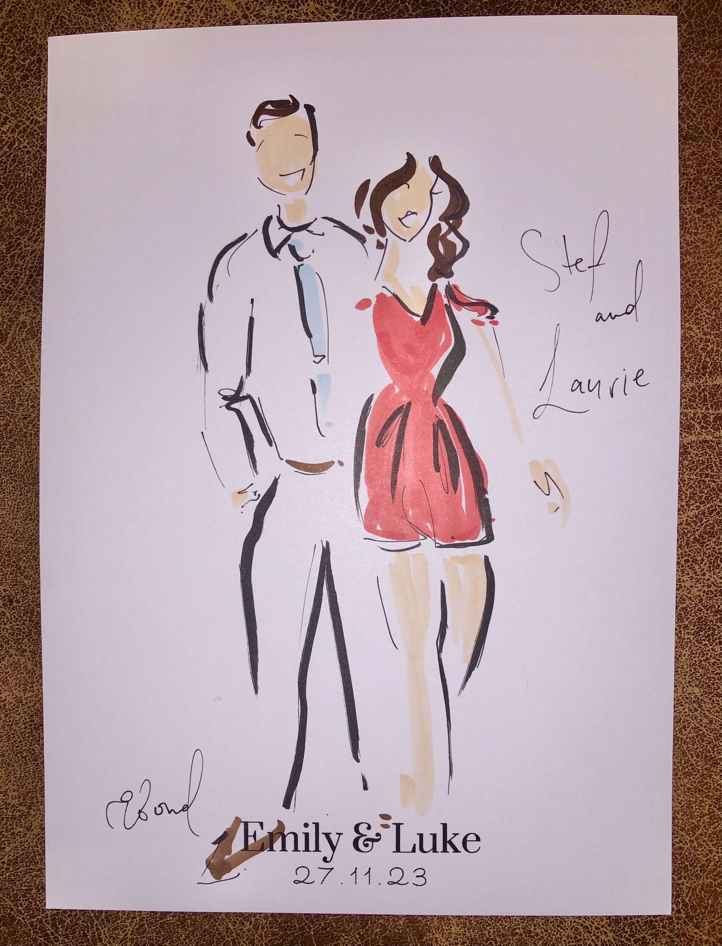 Fashion Illustration at Gold Coast Wedding by Emma Bond of Madi and Pip