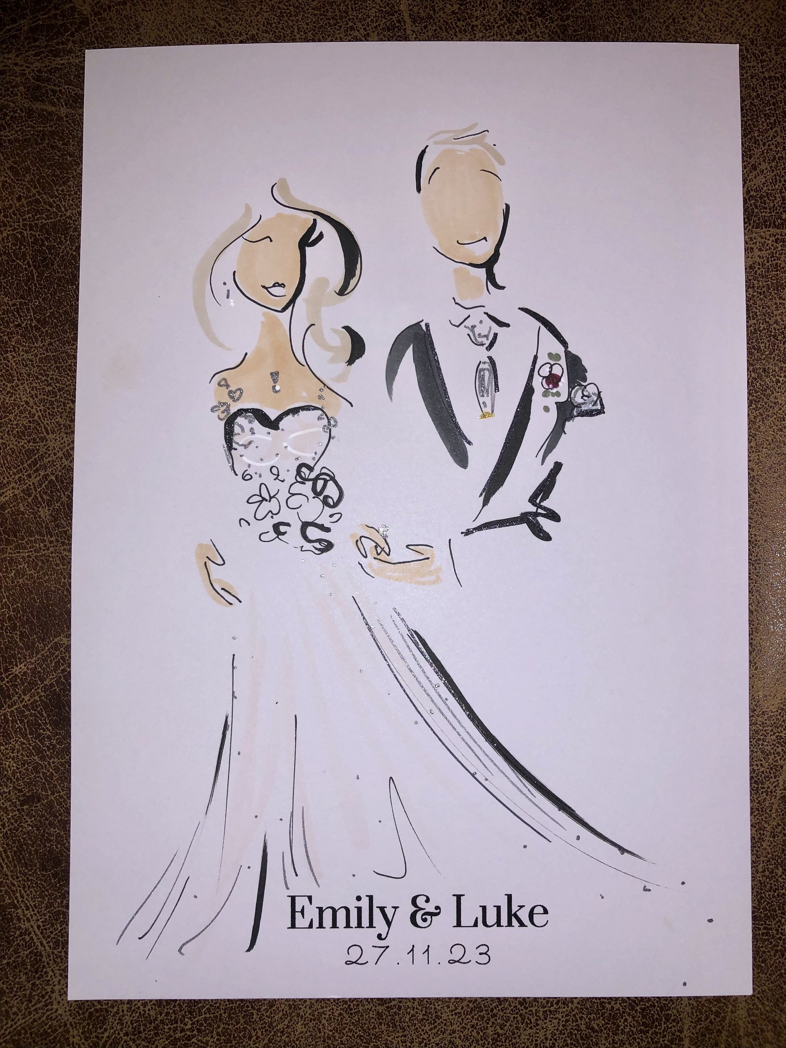 Fashion Illustration at Gold Coast Wedding by Emma Bond of Madi and Pip