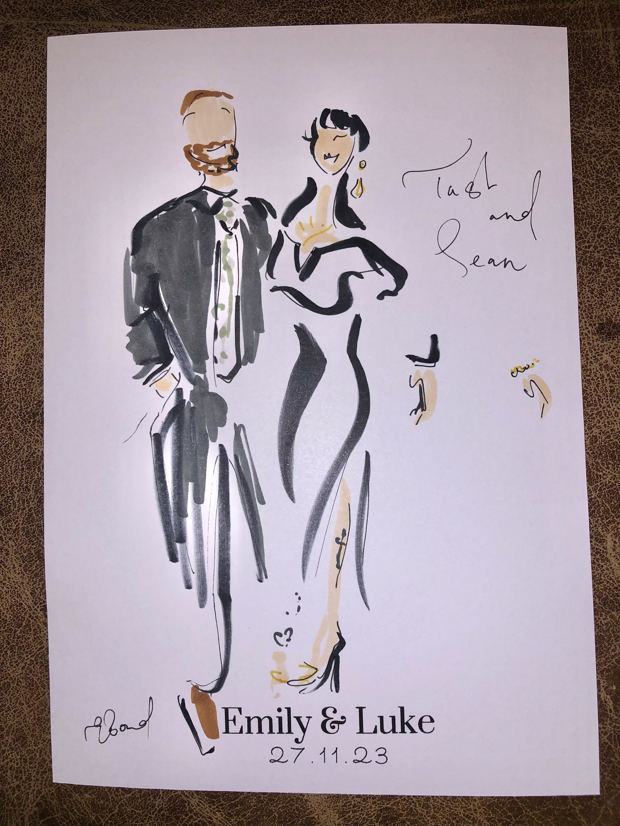 Fashion Illustration at Gold Coast Wedding by Emma Bond of Madi and Pip