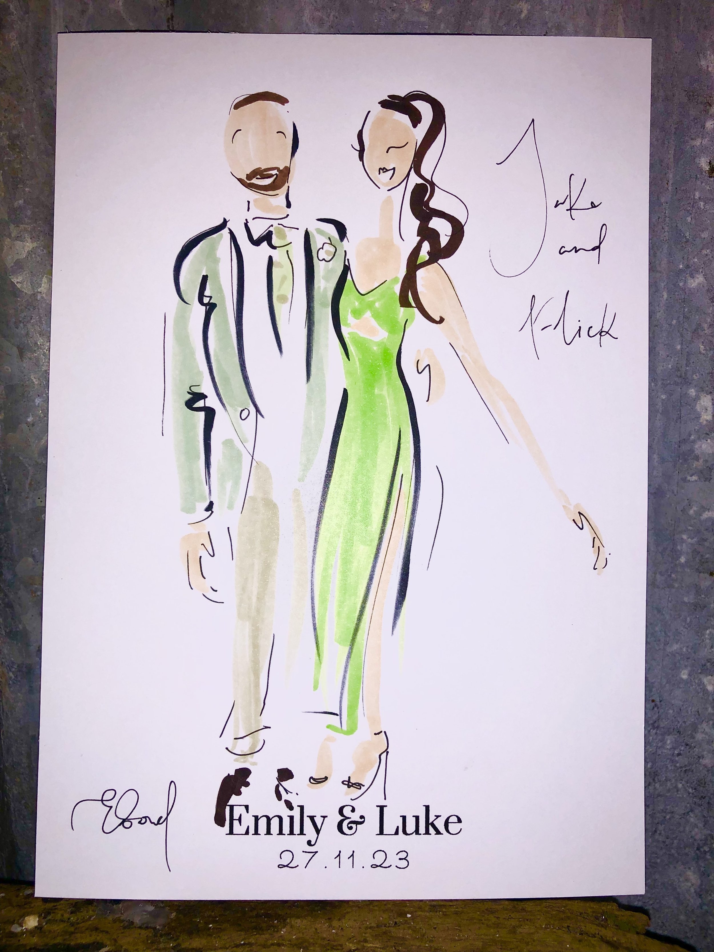 Fashion Illustration at Gold Coast Wedding by Emma Bond of Madi and Pip